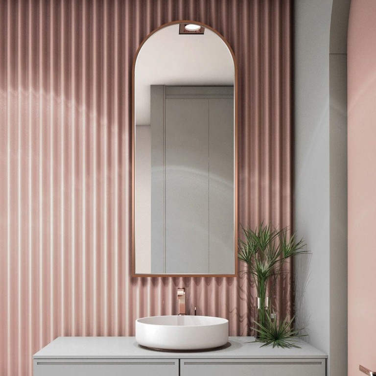Espejo De Baño Arqueado, Espejo Arqueado Sin Marco De 32 X 40 Pulgadas Espejo De Pared