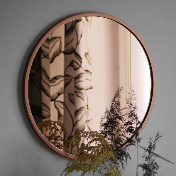 Specchio Rotondo Par Soggiorno Vetro Oro Rosa