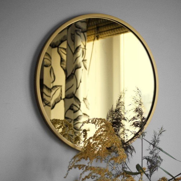 Specchio Rotondo Per Soggiorno Vetro Dorato