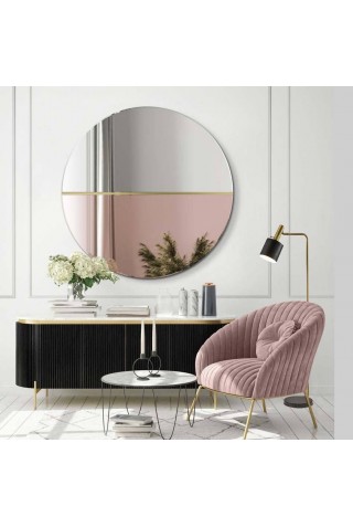 Espejo Redondo Para Salón Oro Rosa