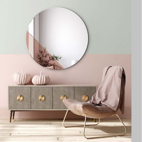 Espejo Redondo Para Salón Moderno Oro Rosa