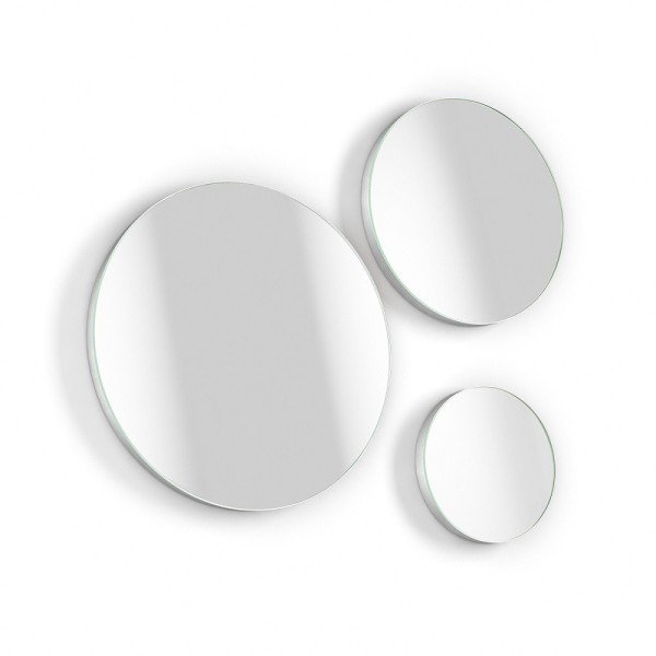 Set di 3 Specchi Rotondi Cornice Argento