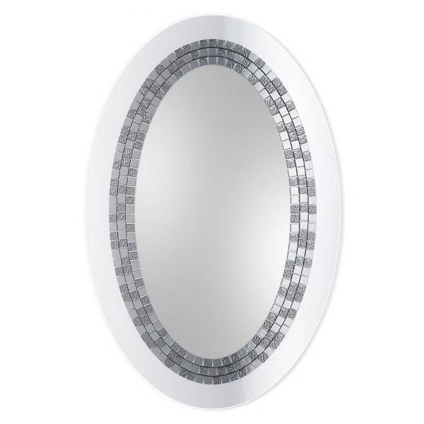 Specchio Ovale Decorativo Bianco Glamour