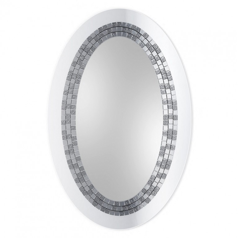 Espejo Ovalado Decorativo Blanco Glamour