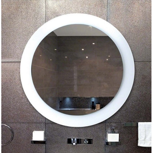 Specchio Rotondo Cornice In Cristallo Bianco