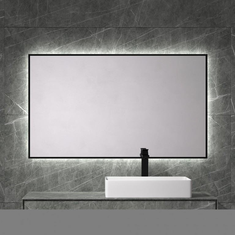 Espejo Retroiluminado De Baño Marco Negro 