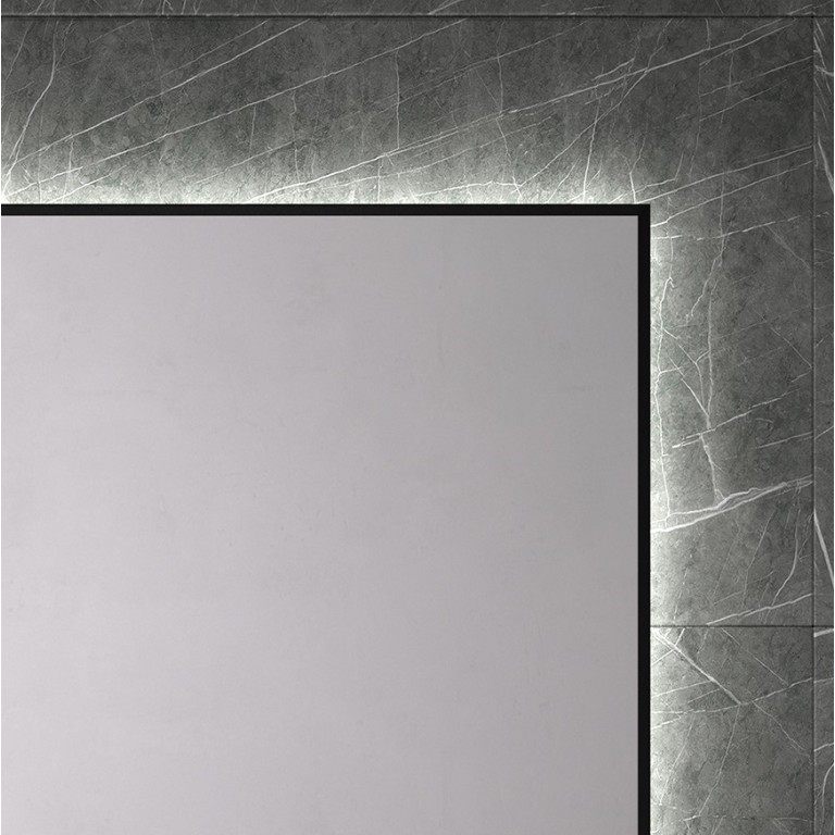 Espejo De Baño Marco Negro Retroiluminado