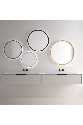 Espejo Redondo Retroiluminado Para Baño Marco Colores