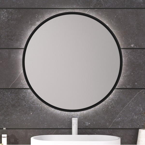 Specchio Circolare Retroilluminato Cornice Nera