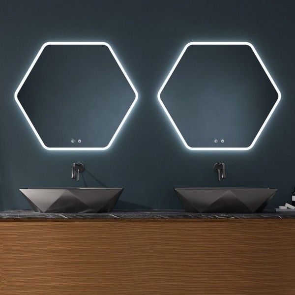 Espejo Hexagonal De Baño Con Luz LED Integrada