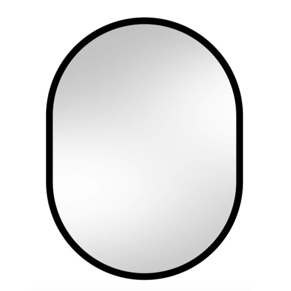 Espejo Ovalado Marco Negro Minimalista