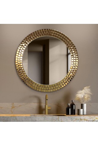 Espejo Redondo Dorado Para Baño Aurora Gold