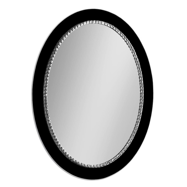 Espejo Ovalado Marco De Cristal Negro