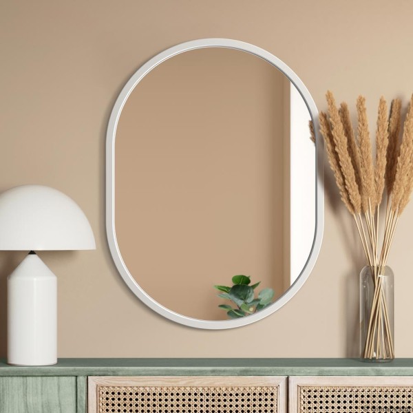 Specchio Ovale Cornice Bianca