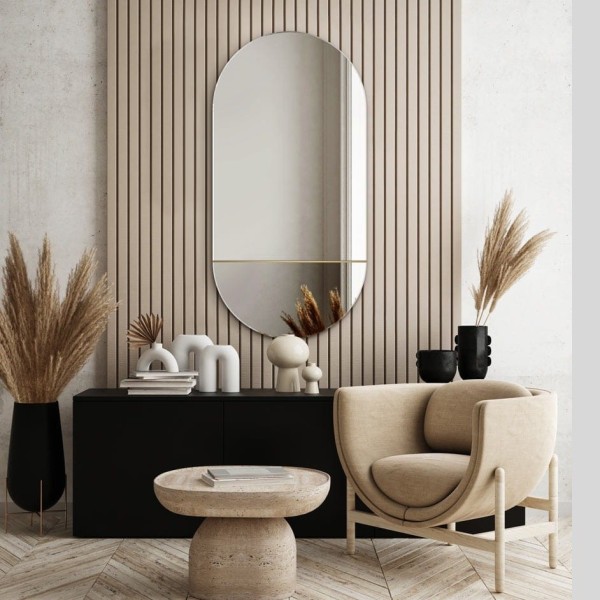 Specchio Ovale di Design Colore Grafite
