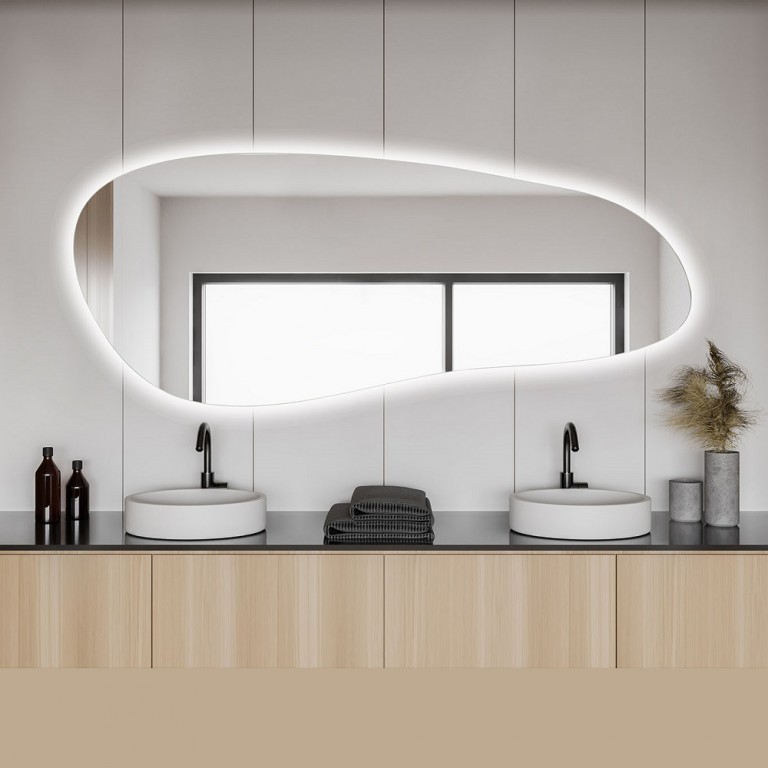 Espejo Asimétrico Retroiluminado Para Baño Kaaona