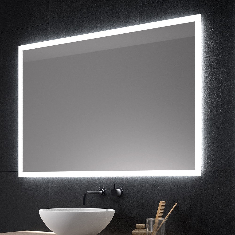 luz blanca cálida y fría espejo de luz tricolor regulable en la temperatura Yinleader Espejo de pared para cuarto de baño con iluminación LED redonda de 60 cm con interruptor táctil 