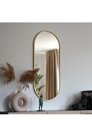 Espejo Ovalado Dorado Minimalista Ambient Slim 