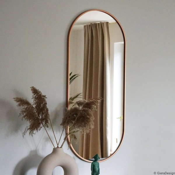 Specchio Ovale Minimalista Cornice Color Rame