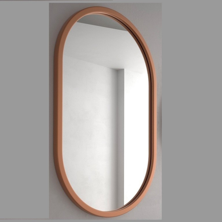Espejo Ovalado Retroiluminado Marco Color Cobrizo