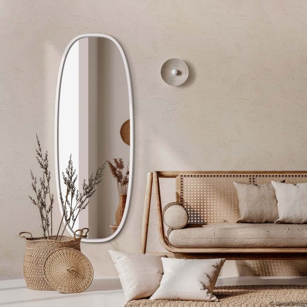 Specchio Scandinavo Grande Cornice Bianca
