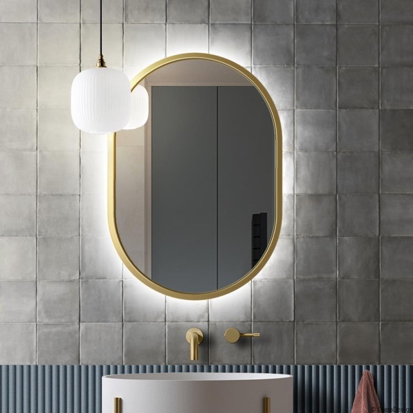 Specchio Ovale Retroilluminato Ambient Dorato