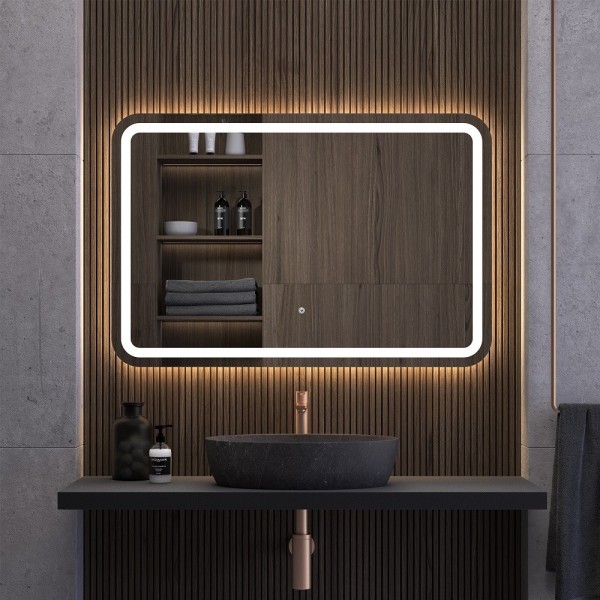 Espejo Rectangular Con Luz Esquinas Redondeadas