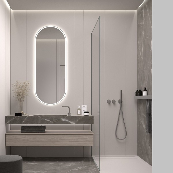 Espejo Ovalado Luz LED Integrada Para Baño