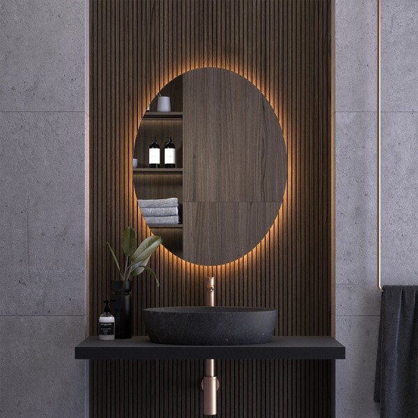 Espejo Ovalado Con Retroiluminación LED Para Baño