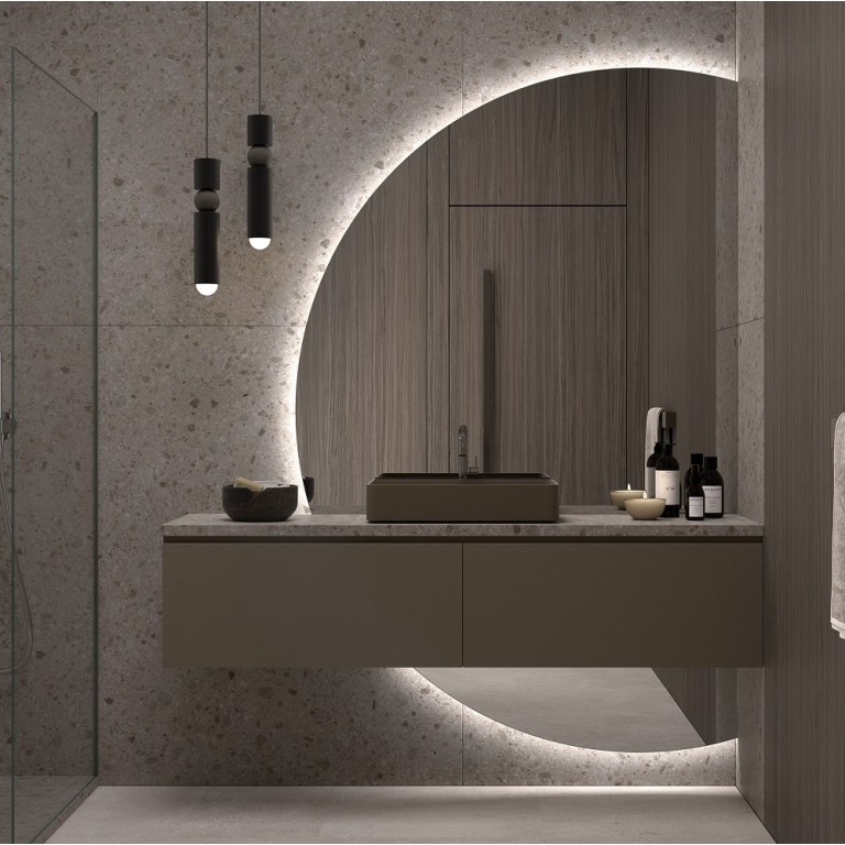 Espejo Retroiluminado Para Baño Media Luna