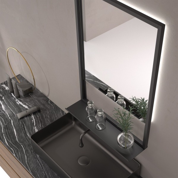 Espejo De Baño Con Estante y Luz Integrada