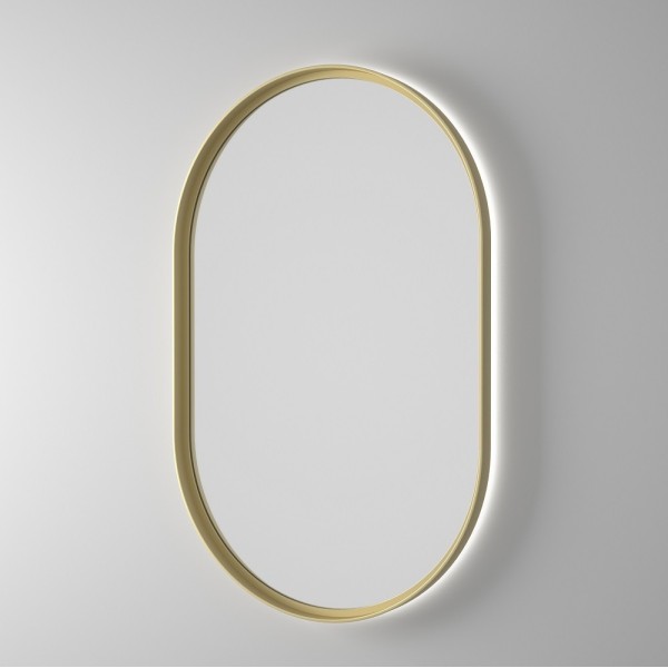 Specchio Ovale Retroilluminato Cornice Metallo Dorado