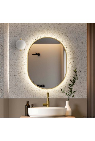 Espejo Ovalado Retroiluminado Ambient Slim Dorado
