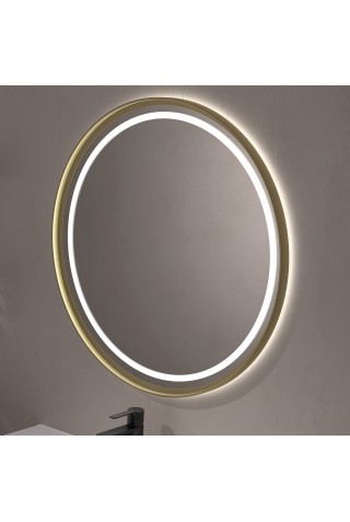 Espejo Redondo Con Luz LED Marco Negro