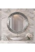 Espejo Redondo Plateado Para Baño De Lujo