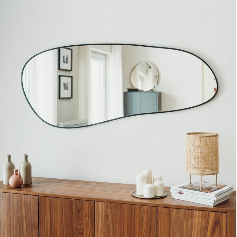 Espejo De Diseño Irregular Marco Negro