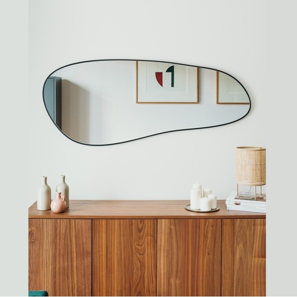 Espejo De Diseño Irregular Marco Negro