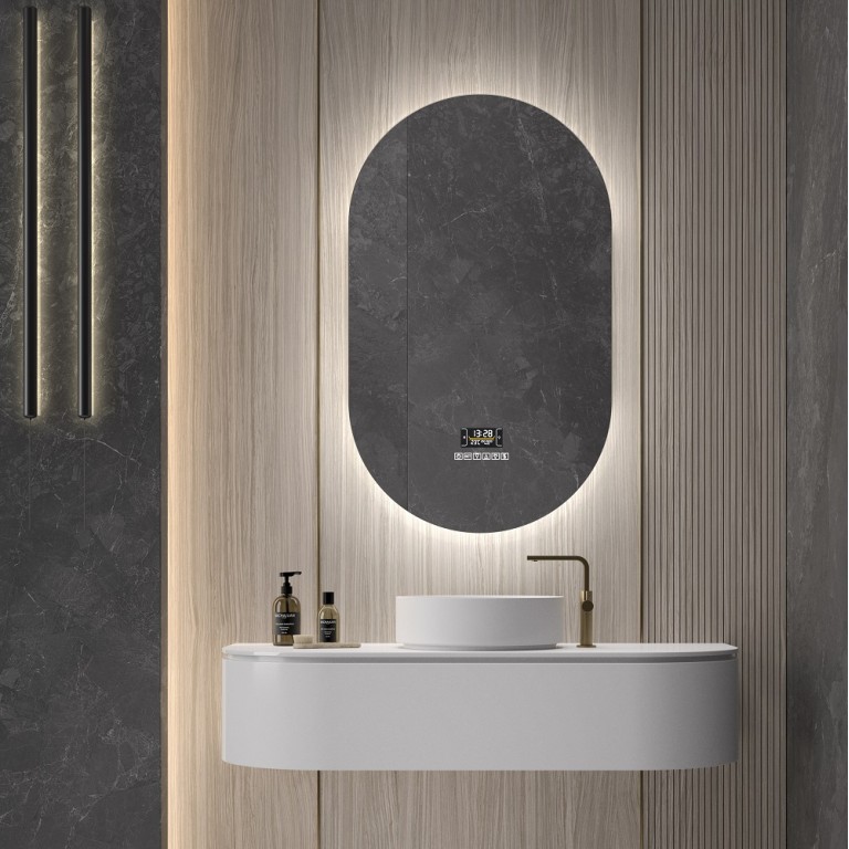 Espejo de baño retroiluminado con luz led capsule black