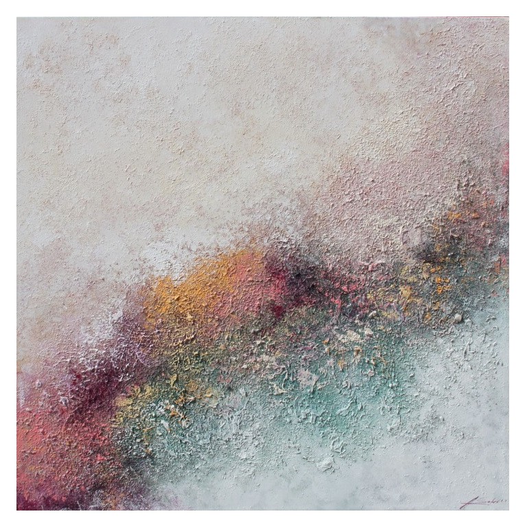 Cuadro Abstracto Para Salón Espuma Coral