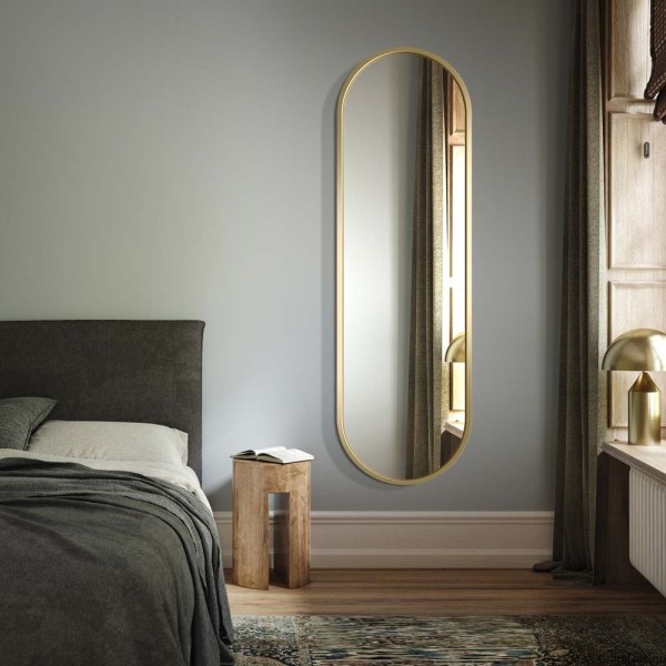 Espejo Ovalado Grande Para Vestidor Marco Dorado