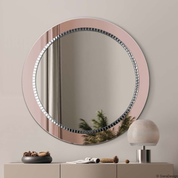 Specchio Per Soggiorno Cornice In Vetro Oro Rosa