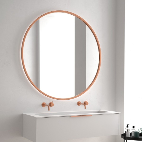 Specchio Retroilluminato Rotondo Cornice Color Rame