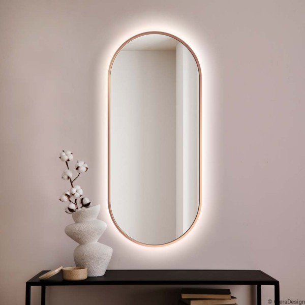 Specchio Retroilluminato Ovale Cornice Color Rame