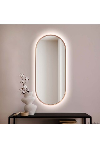 Espejo Retroiluminado Ovalado Baño Marco Cobrizo