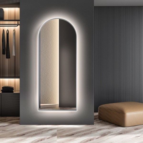 Espejo Vestidor Con Luz LED Marco Blanco