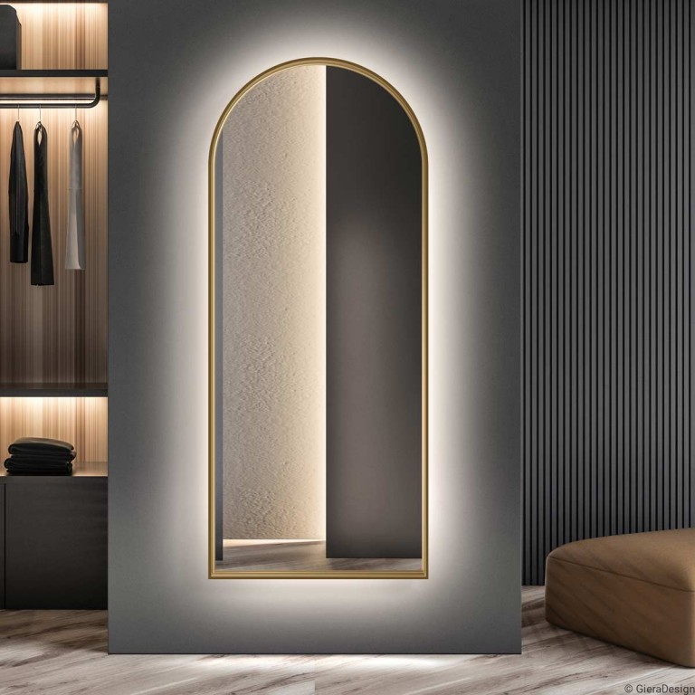 Espejo Vestidor Con Luz Integrada Marco Dorado