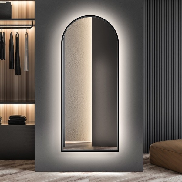 Espejo Arco Grande Retroiluminado Marco Negro