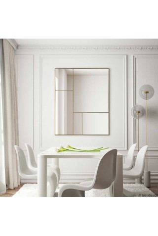 Espejo Decorativo Marco De Latón Dorado
