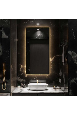 Espejo De Baño Retroiluminado Marco De Latón