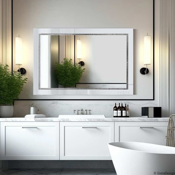 Specchio Per Bagno Cornice In Vetro Bianco